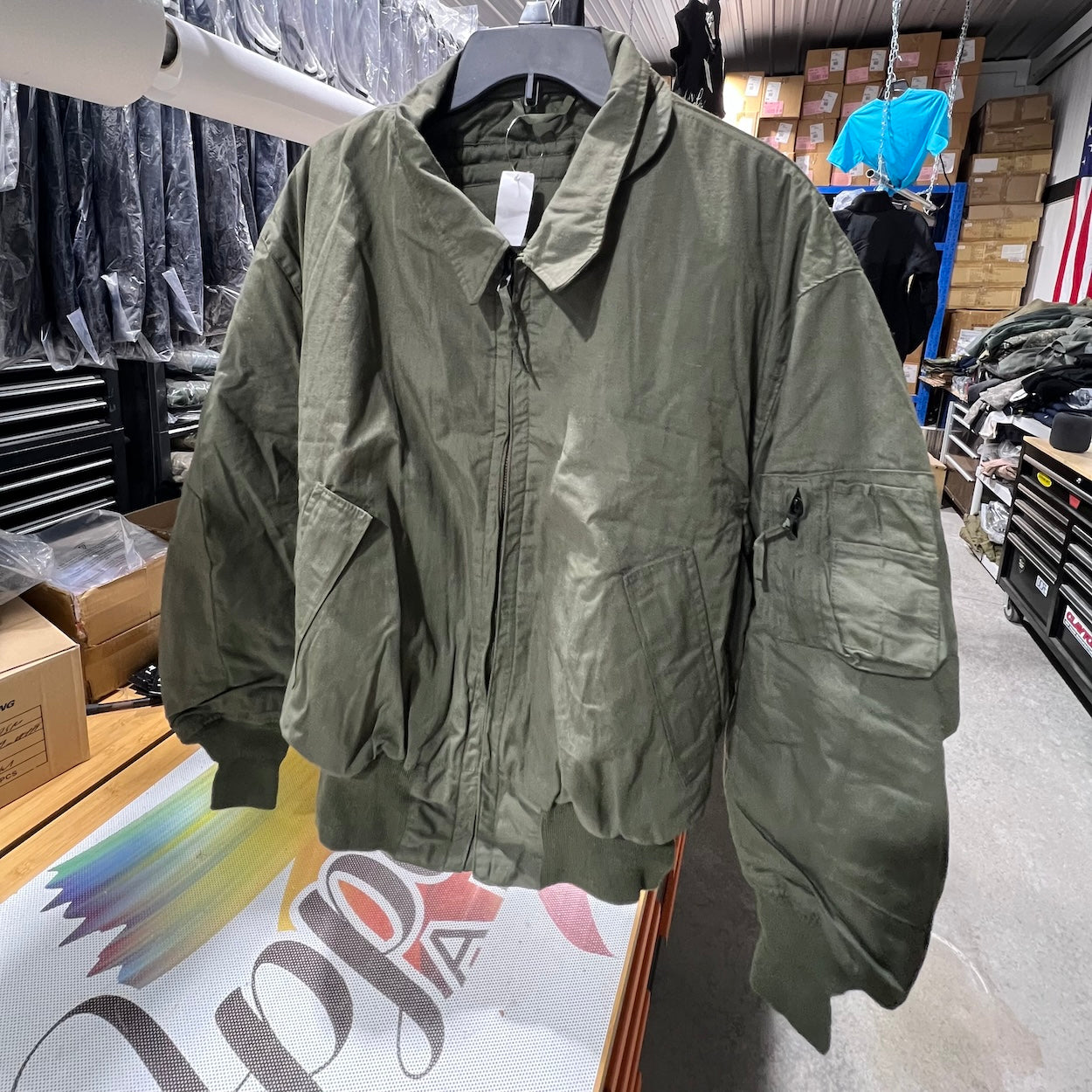 US Military Flyers Coat Cold Weather Jacket Green CWU-45/P Aramid Large New