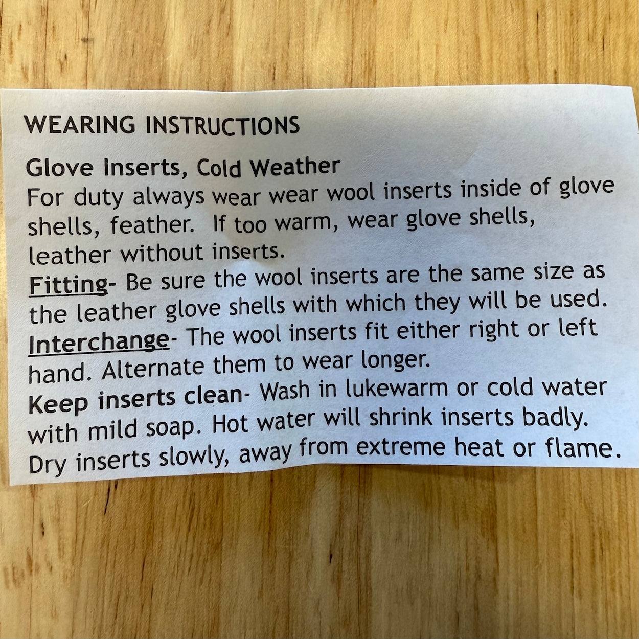 US Army Cold Weather Wool Glove Liners - 100% Wool Insert - New