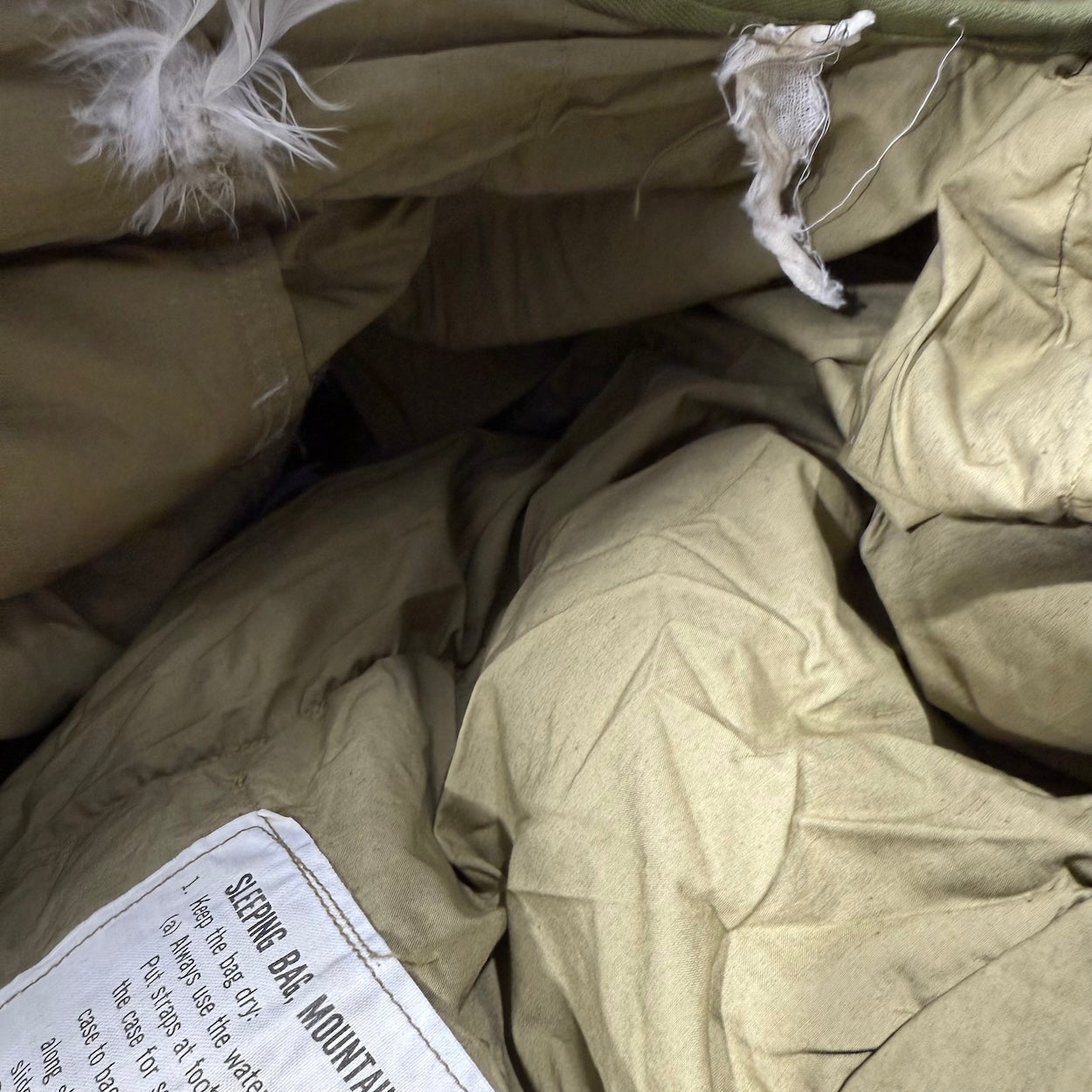 US Military M-1949 Vintage Feather Sleeping Bag - Korean War Era Down Filled Large