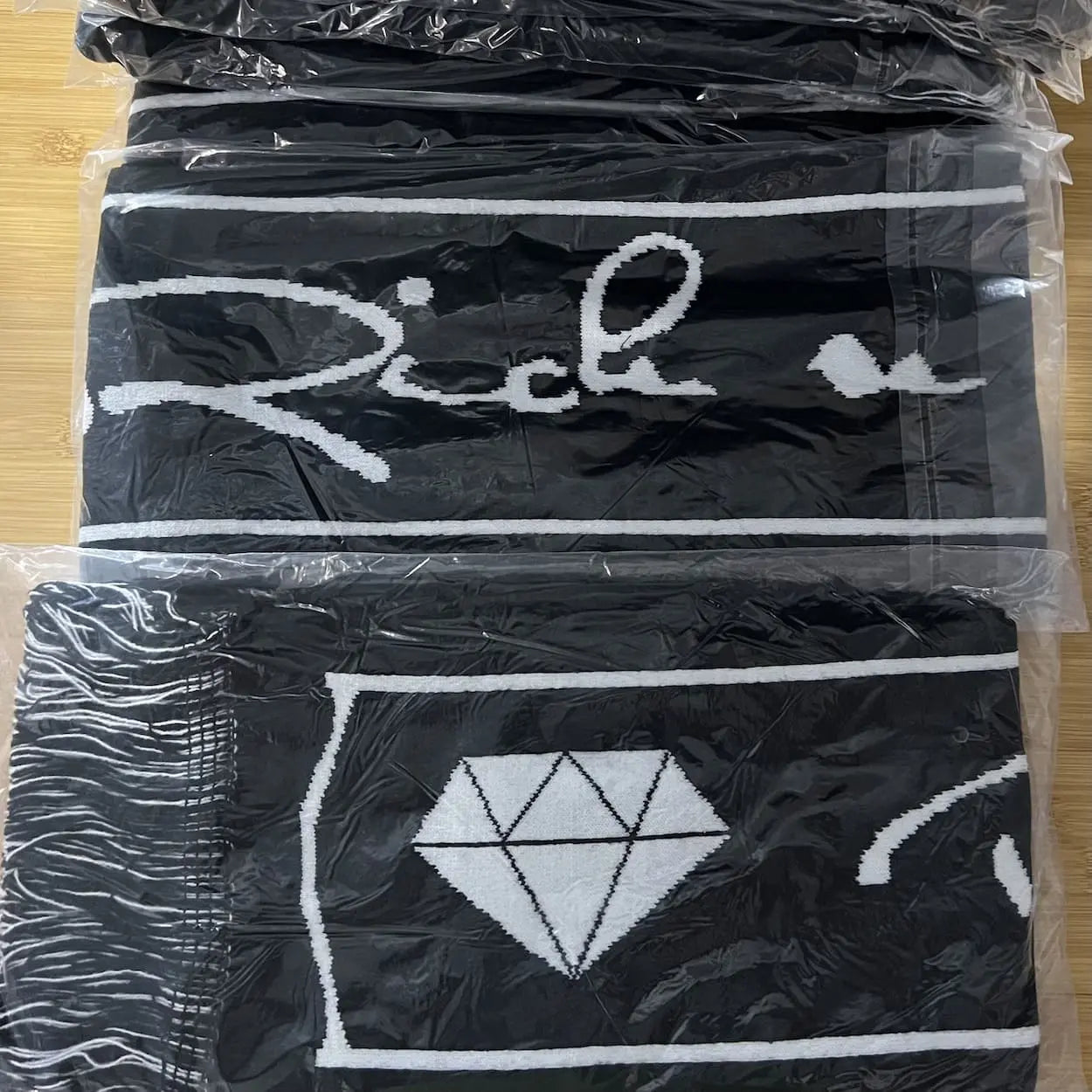 RnF Custom Knit Scarf 60" - Bold Text & Diamond Print Design