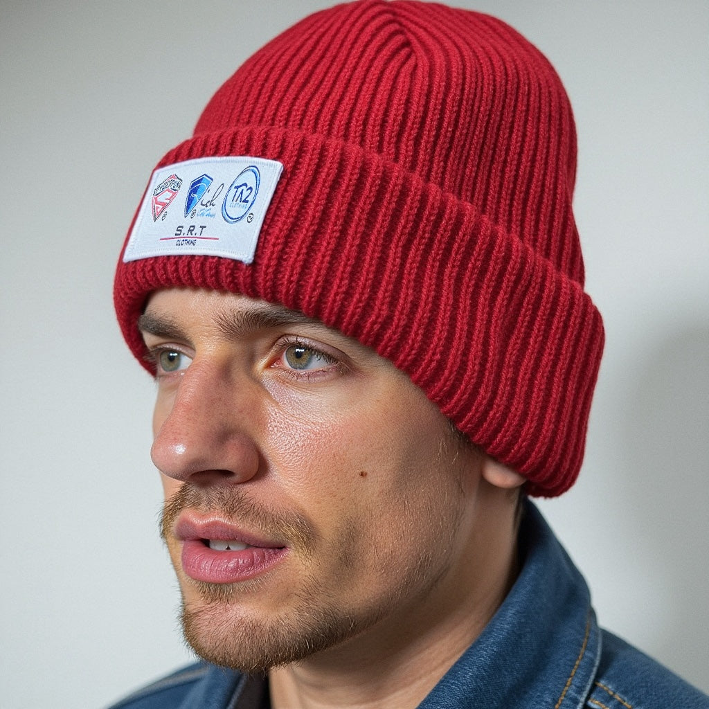 S.R.T Collaboration Knit Beanie - Patch Detail, 5 Colors