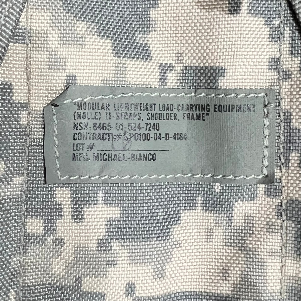 US Military MOLLE Enhanced Frame Shoulder Straps - ACU Camo - Large Rucksack