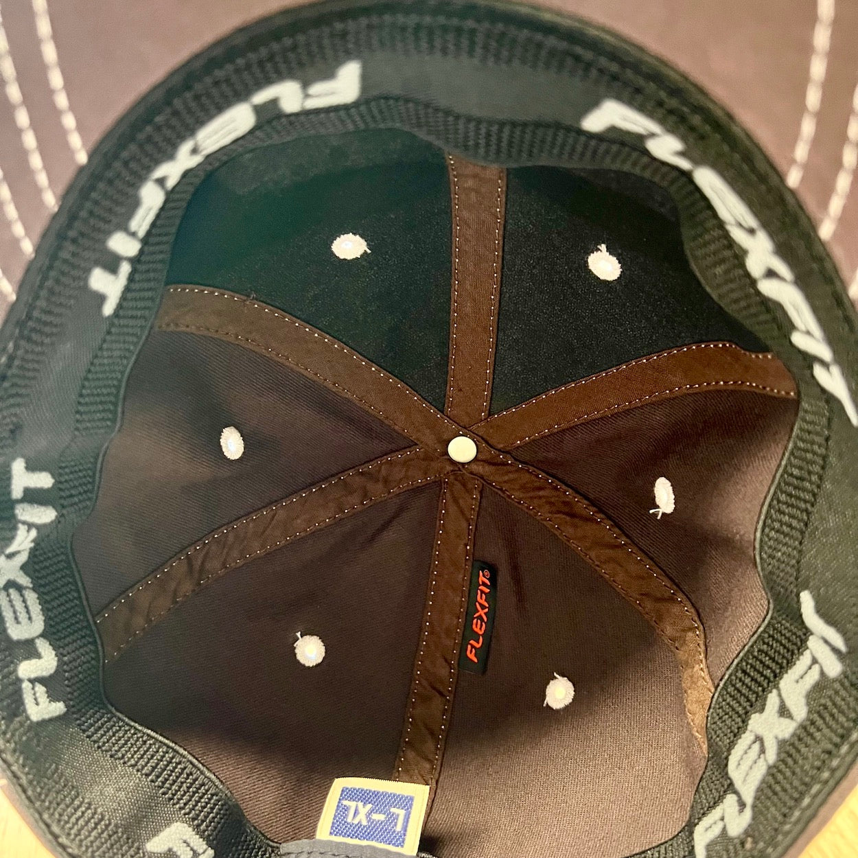 Brown Denim Baseball Cap with Leather Patch - FlexFit Spyderpunk Style