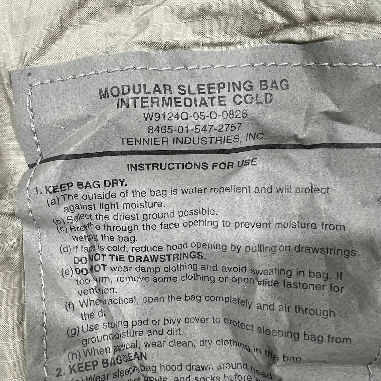US Military Intermediate Cold Weather Sleeping Bag - Mummy Style (Genuine Issue)
