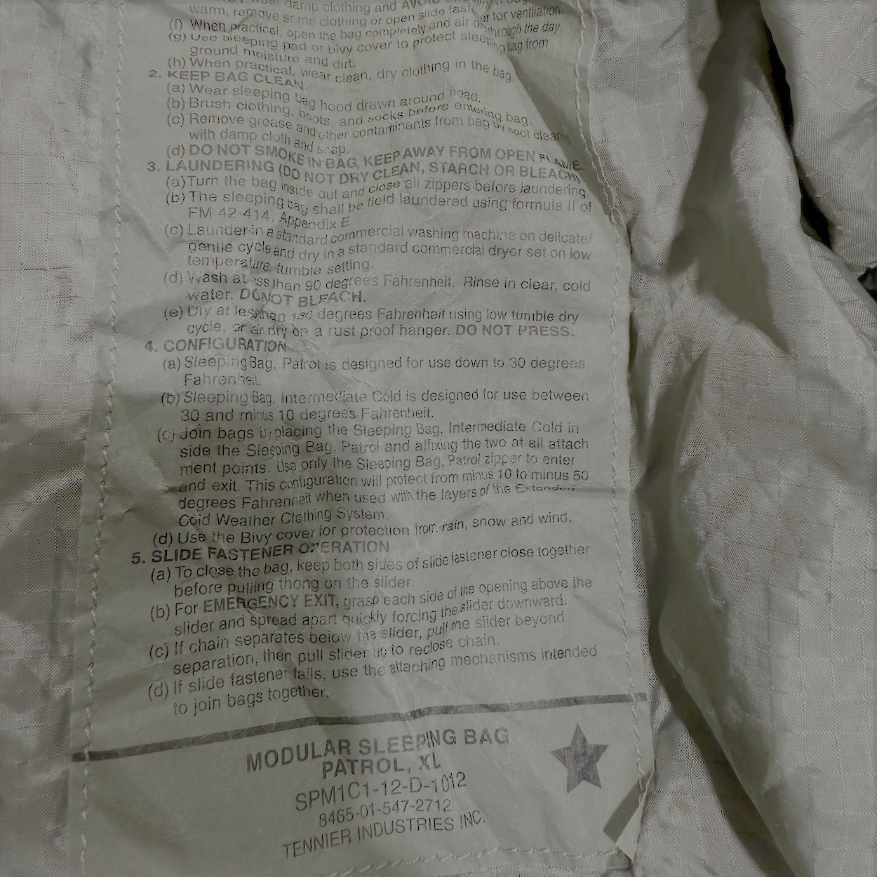 US Military Patrol Sleeping Bag Foliage Green Modular System XL