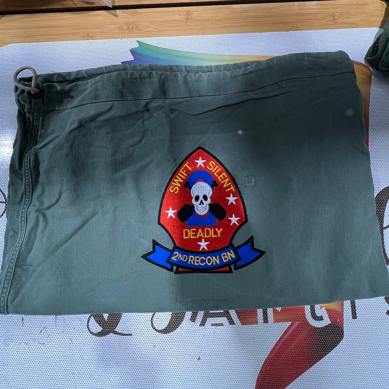 Vintage US Army Barrack Bag Laundry Bag 2ND Recon Embroidered