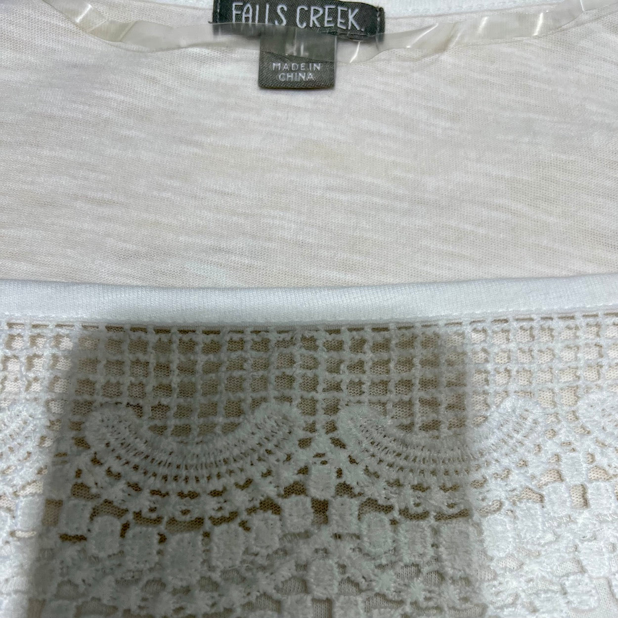 Women's White Flowing Lace Top with Half Sleeves by Falls Creek - Size XL Only