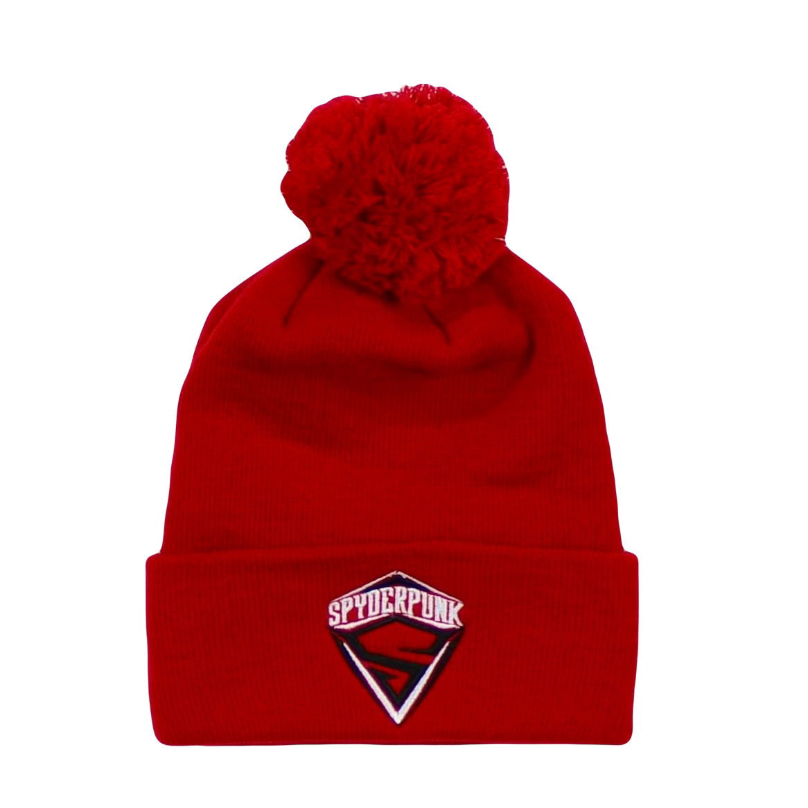 Spyderpunk Embroidered Knit Pom Beanie - Sports, 2 Colors