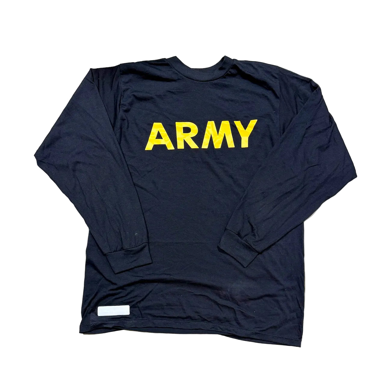 US Army Long Sleeve Graphic T-Shirt Bold Yellow Army Print Military Tee Large