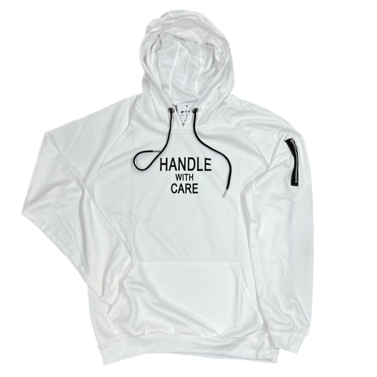 Hoodie Polyester Breathable Handle With Care In White