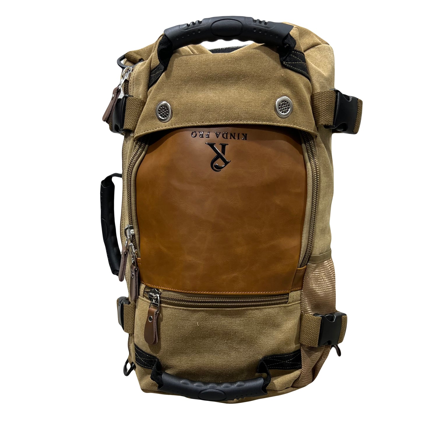 Backpack Canvas Leather Hid-able Back Straps By Kinda Pro 3 Colors