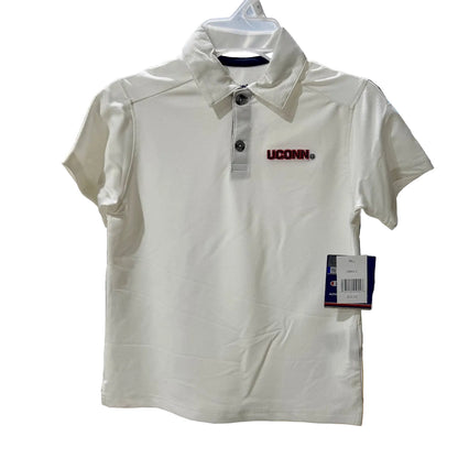 UConn Huskies Youth White Embroidered Polo Shirt by Champion