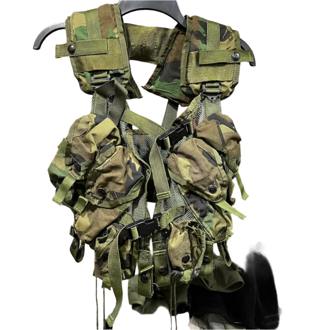 US Military Enhanced Tactical Load Bearing Vest with Pouches - Woodland Camo