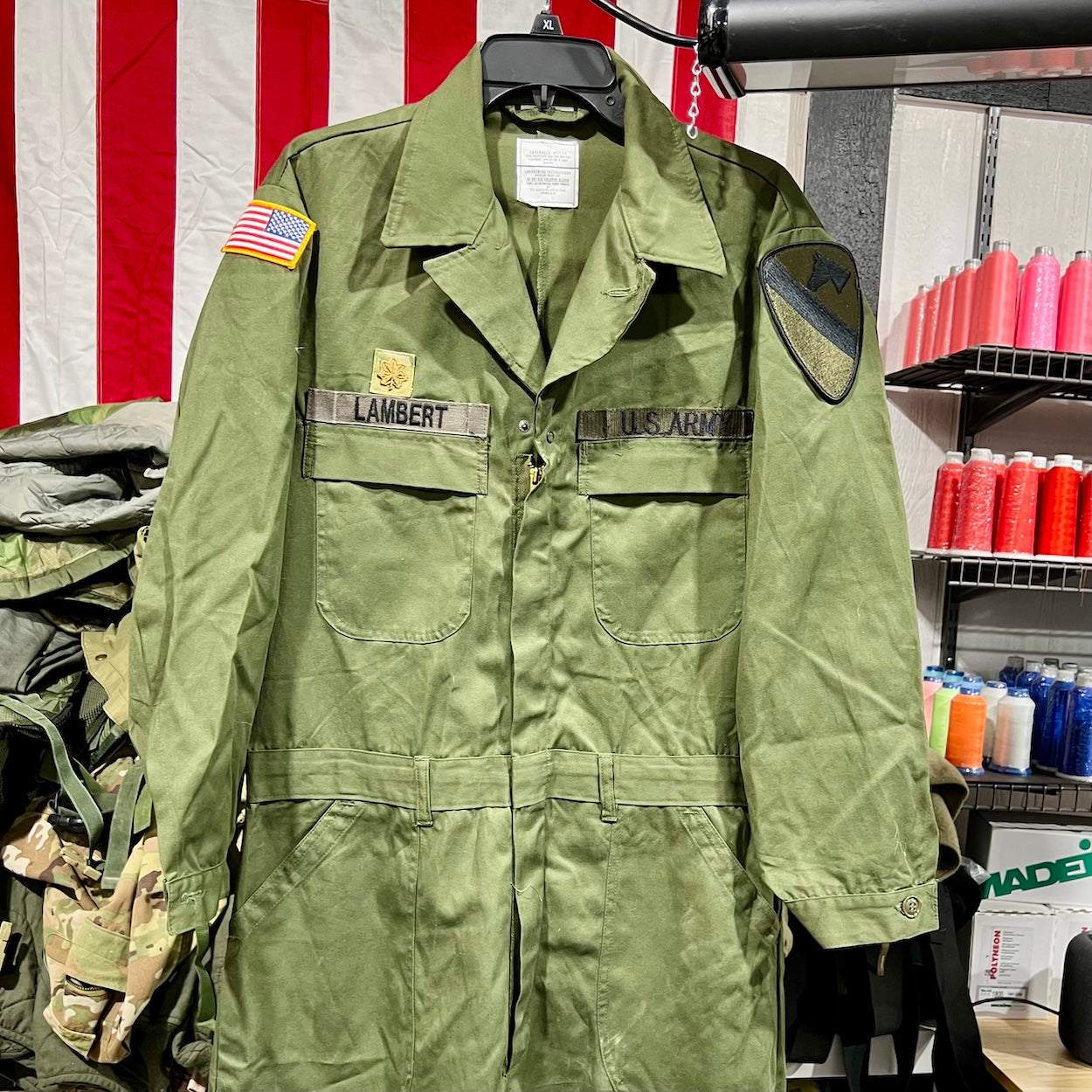 Authentic Vintage US Military Utility Coveralls with Original Patches - Size 44R