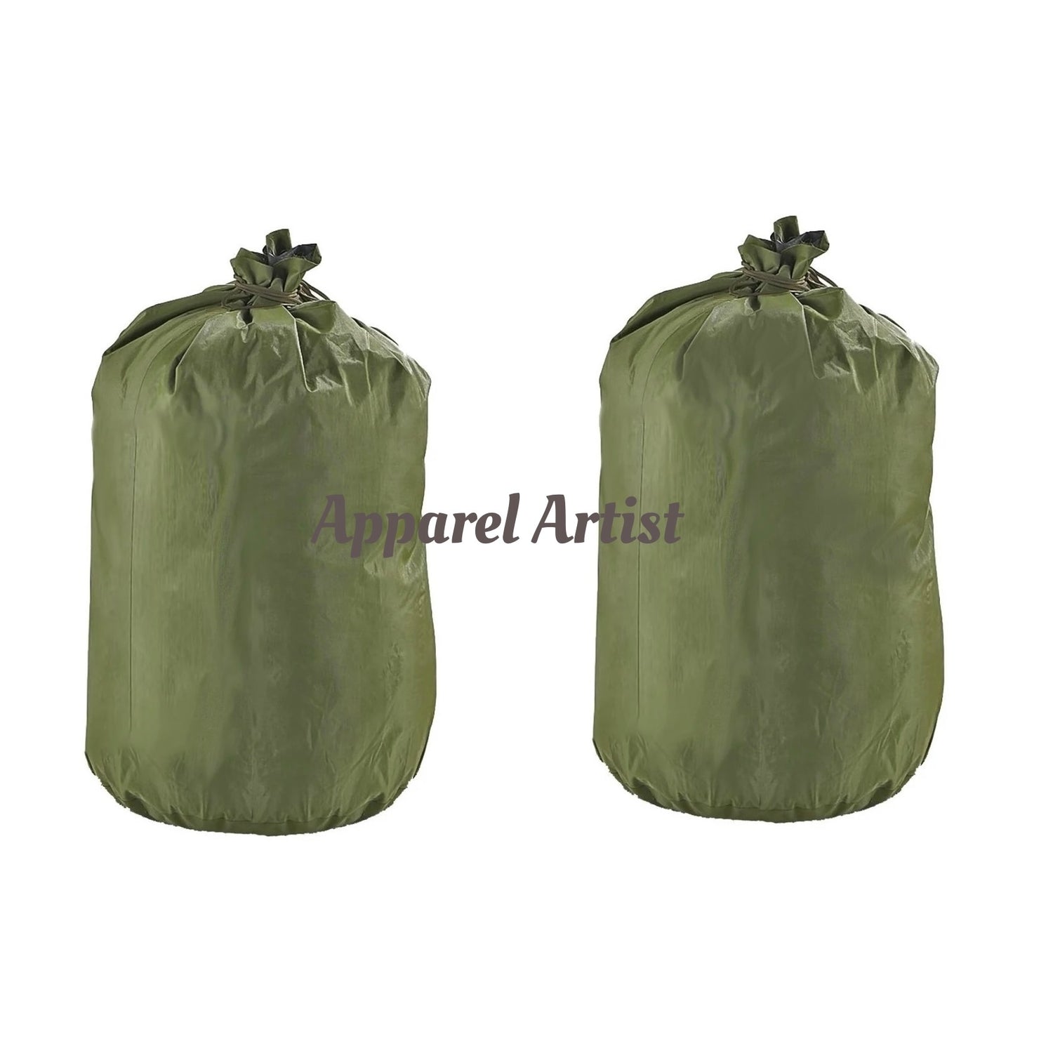 US Military Waterproof Laundry Bags - 2 Pack Rubberized with Tie Top - Made in USA