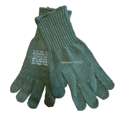 US Army Wool Glove Liners OD Green - Cold Weather Military Surplus - New