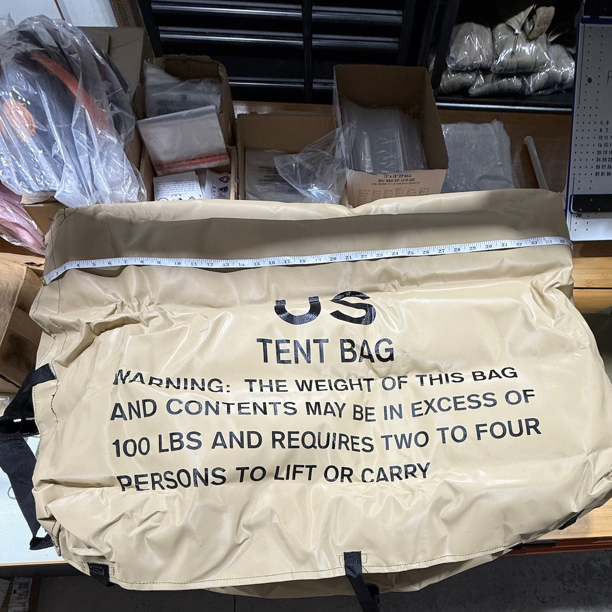 Heavy Duty Canvas Military Tent Bag - US Army Surplus 36x22x14 100lb Capacity