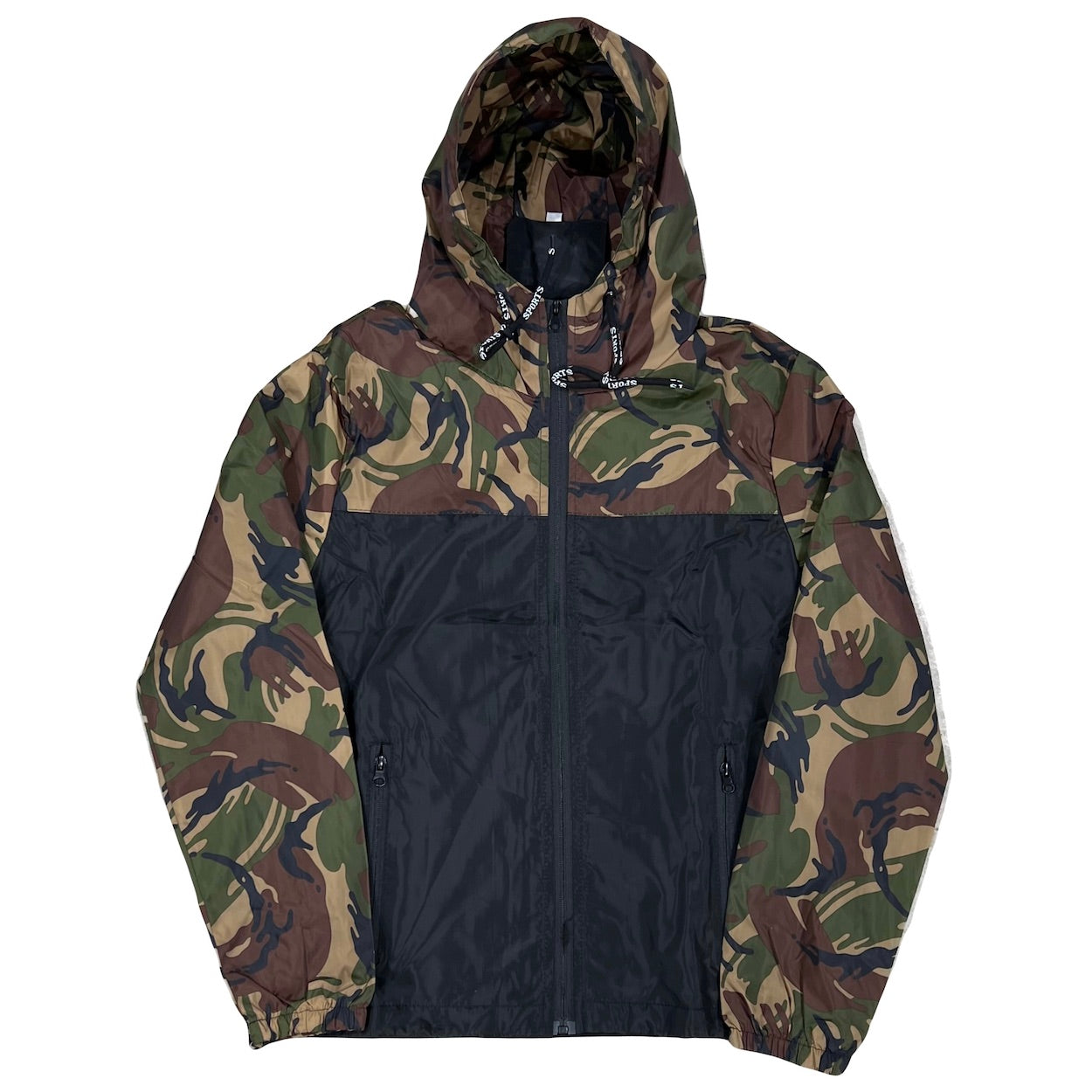 Youth Camouflage Hooded Windbreaker Jacket with Zip Pockets - 3 Colors Available