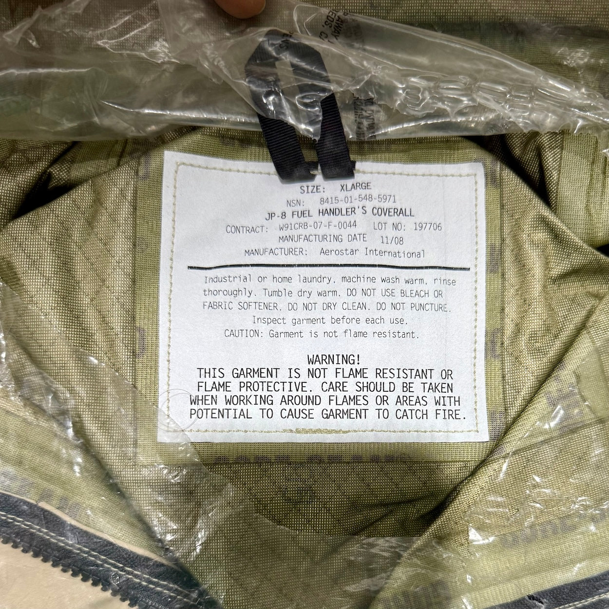 US Army Gore-Tex Fuel Handler's Coveralls - Tan JP-8 - Size XL - New