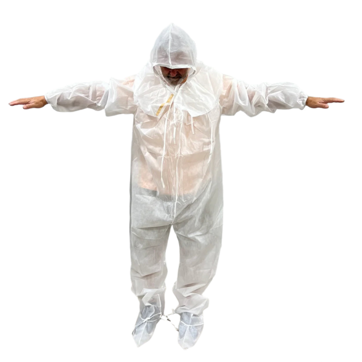 Coveralls Disposable With Booties & Hood Made in USA L-XL Rugged Quality