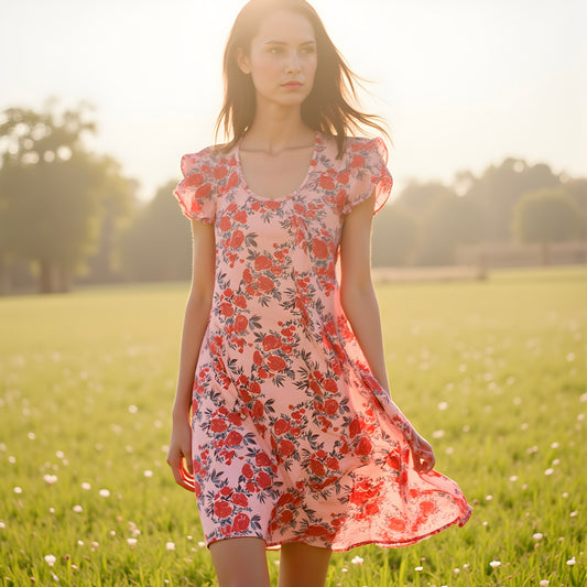 Women's Spring Summer Fall Dress in Vibrant Colors - Sizes M & 2XL