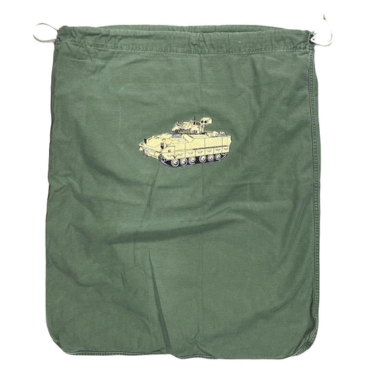Vintage US Army Barrack Bag Laundry Bag  Bradley Tank Embroidered