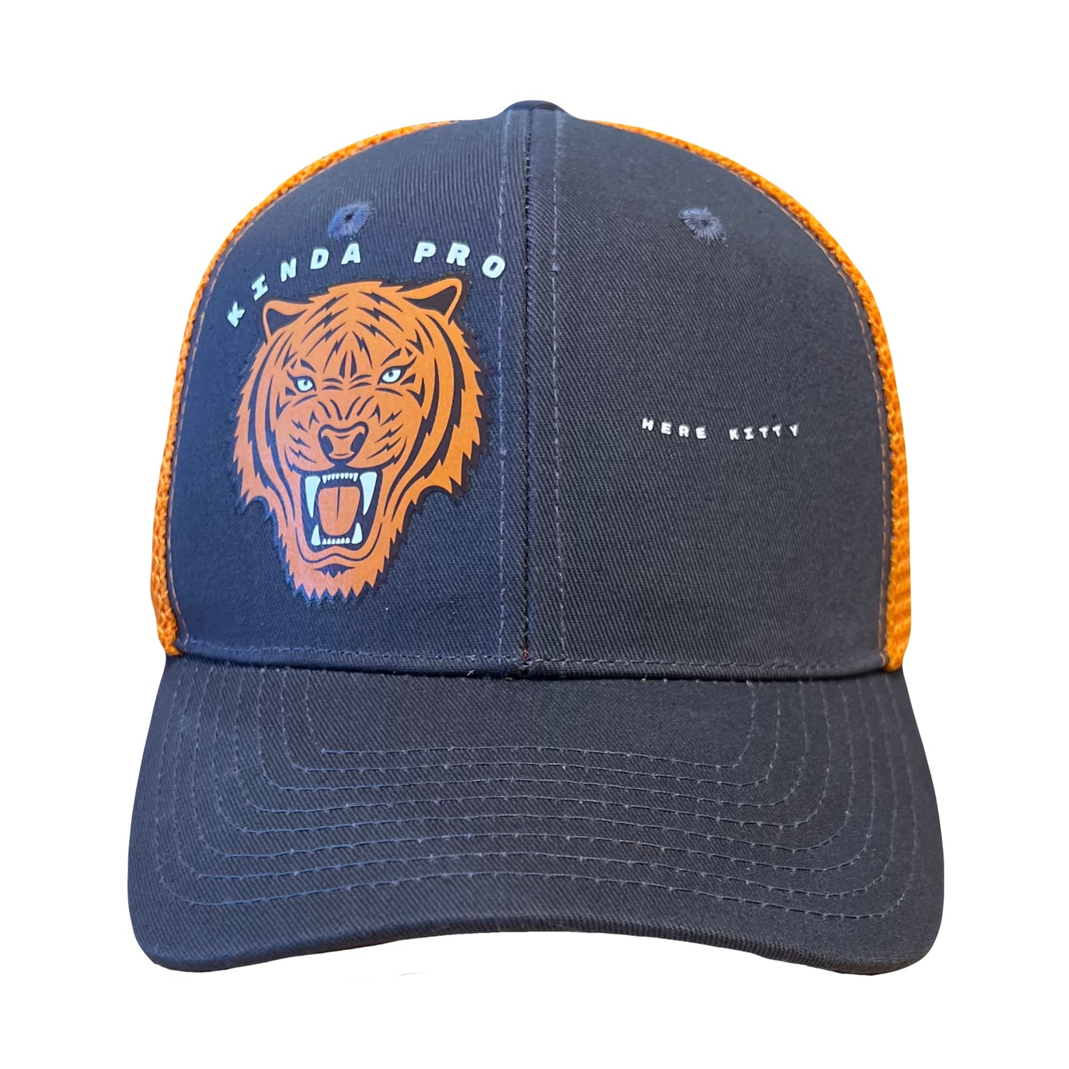 Kinda Pro Here Kitty Trucker Hat - Orange/Gray L/XL