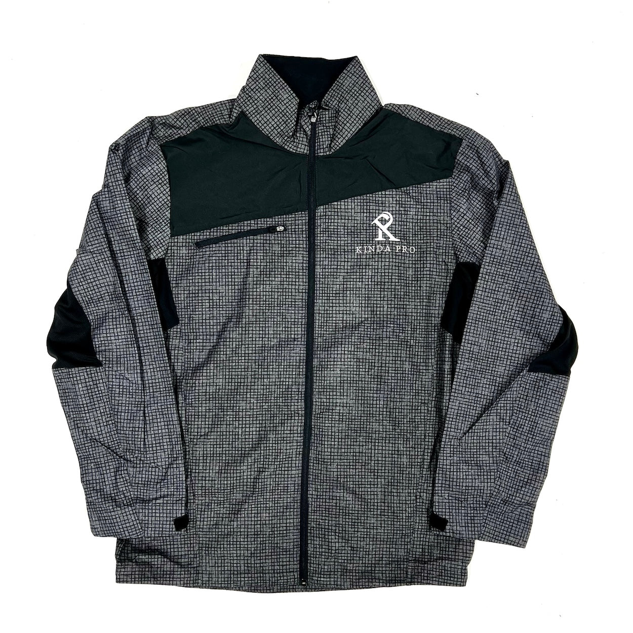 Kinda Pro® Men's Black Carbon Windbreaker Jacket - Embroidered Logo