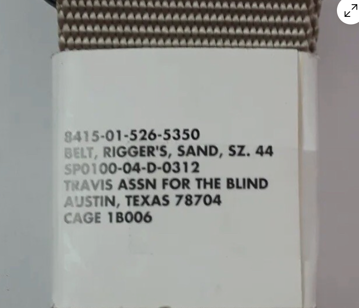 DSCP Military Riggers Belt - Heavy Duty 1.75" Nylon - Tan 499 OCP Compatible