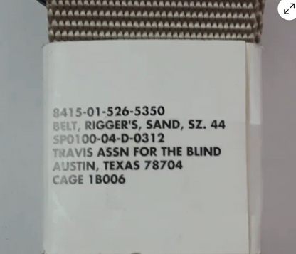 DSCP Military Riggers Belt - Heavy Duty 1.75" Nylon - Tan 499 OCP Compatible