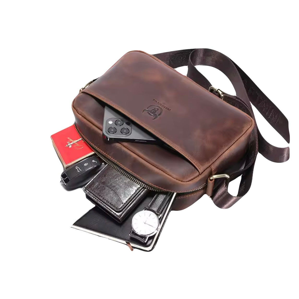Premium Full Grain Leather Messenger Bag - 9.5" Soft Shoulder Bag