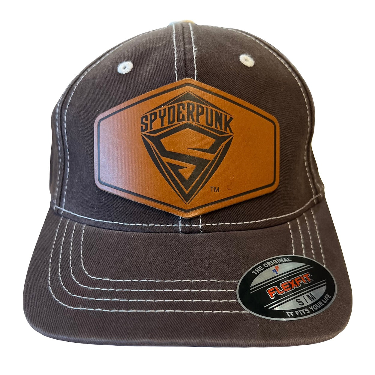 Spyderpunk Leather Patch Fitted Brown Hat