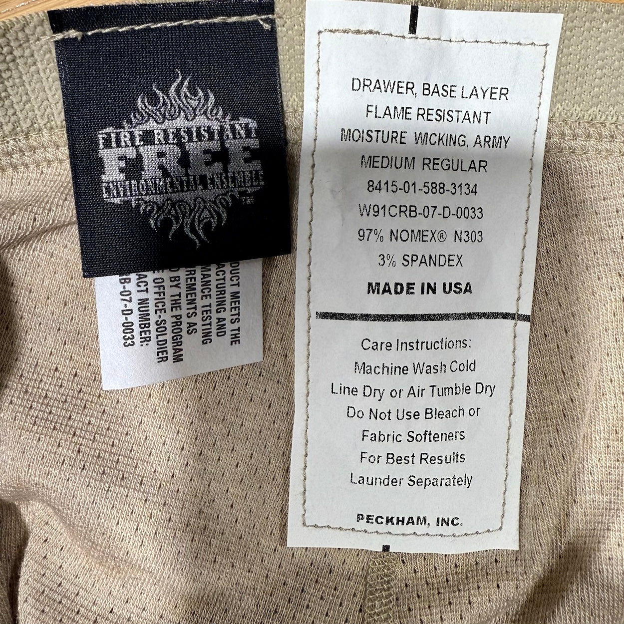 US Military ECWCS Fire Resistant Thermal Base Layer Drawers - Peckham Size Medium