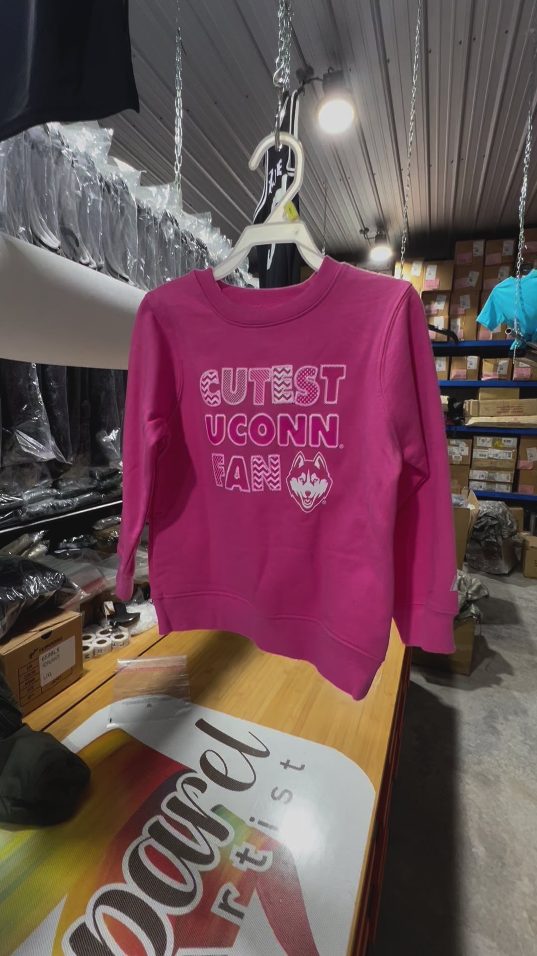 UConn Huskies Toddler 'Cutest Fan' Pink Fleece Sweatshirt