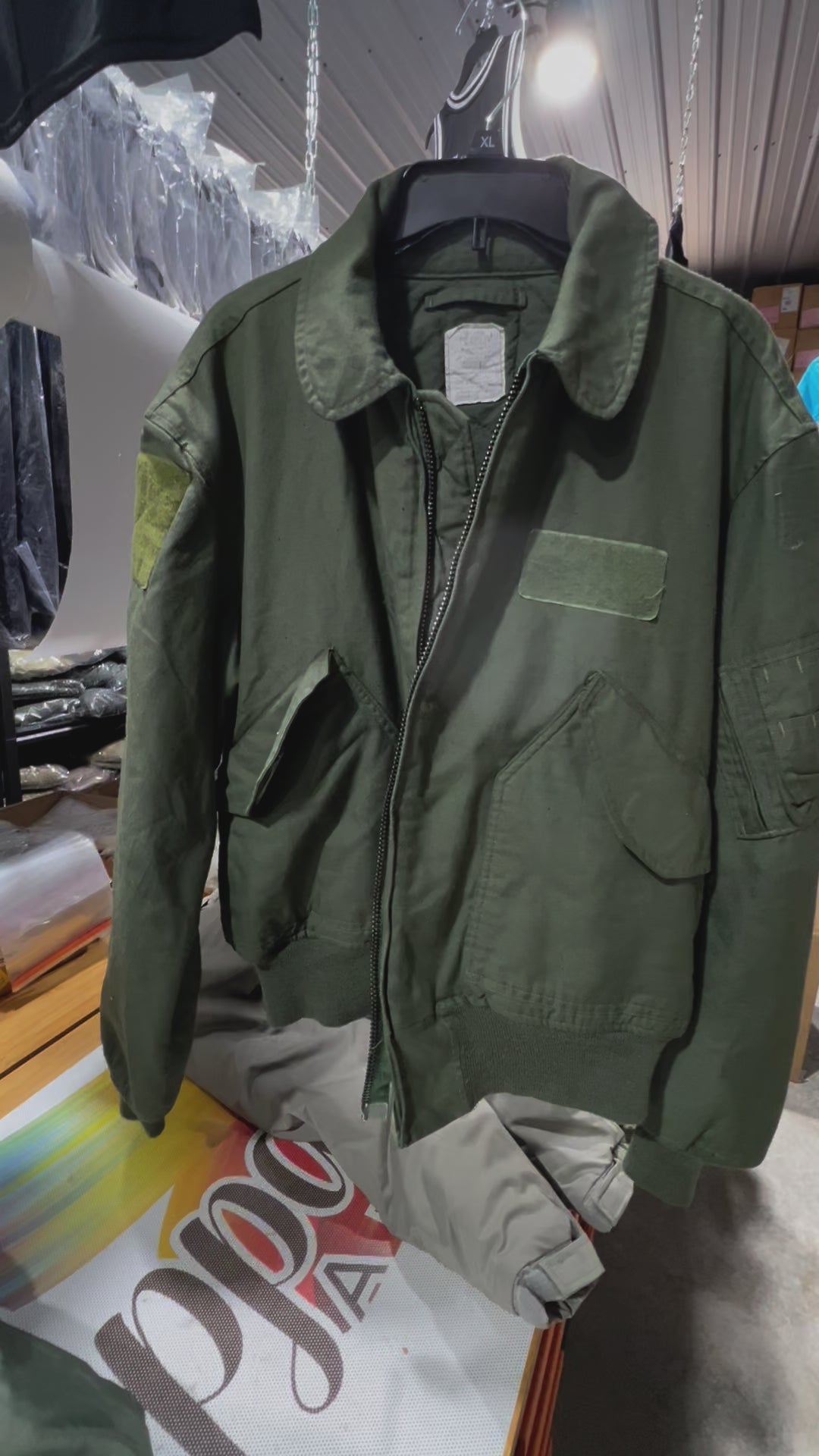 Vintage US Military CWU-45/P Flight Jacket - Aramid Cold Weather Bomber Coat Green XL
