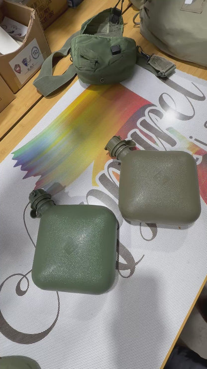 US Military 2-Quart Collapsible Water Canteen - Lightweight Field Hydration with M1 Cap