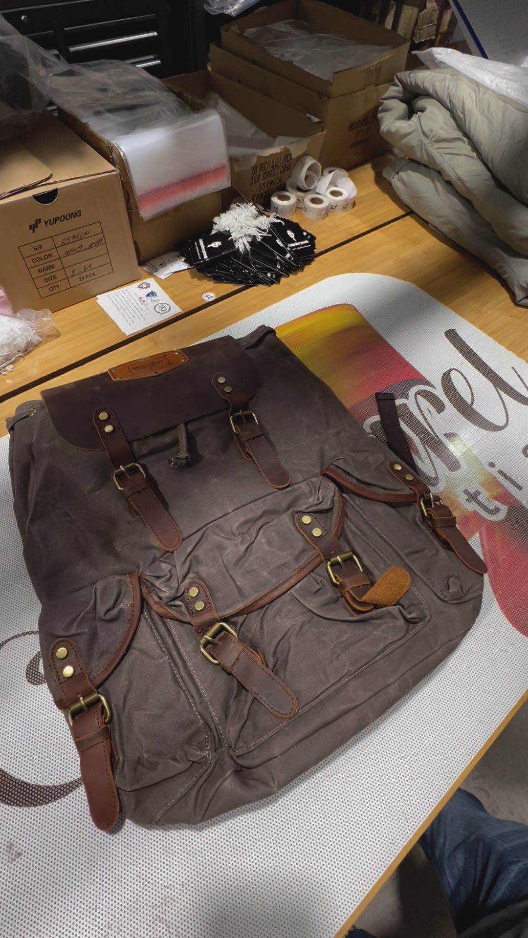 Backpack Ranch Clothing Large Waxed Canvas & Leather