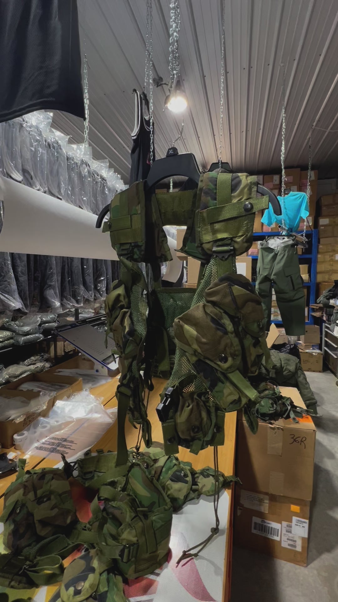 US Military Enhanced Tactical Load Bearing Vest with Pouches - Woodland Camo