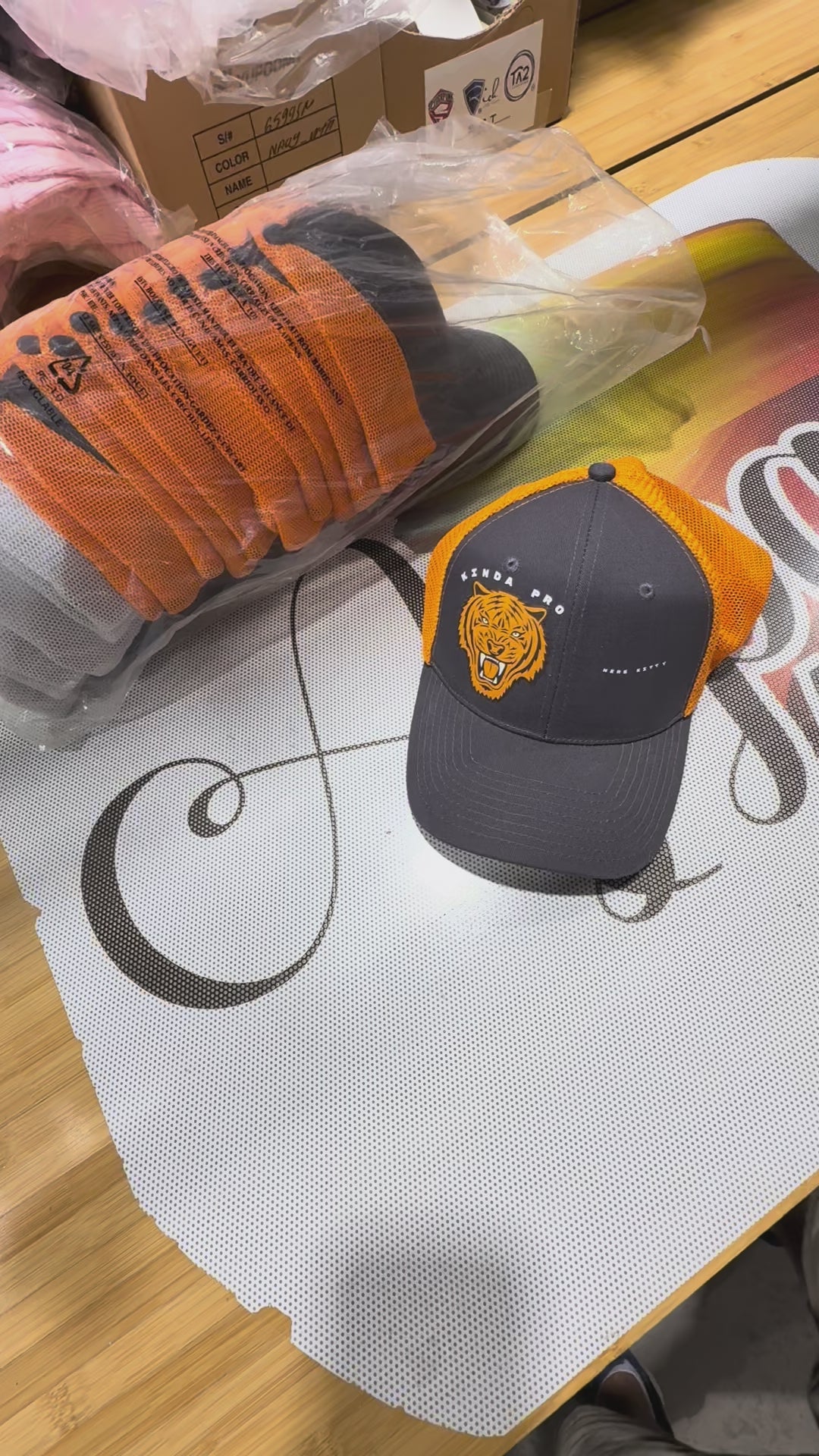 Kinda Pro Here Kitty Trucker Hat - Orange/Gray L/XL