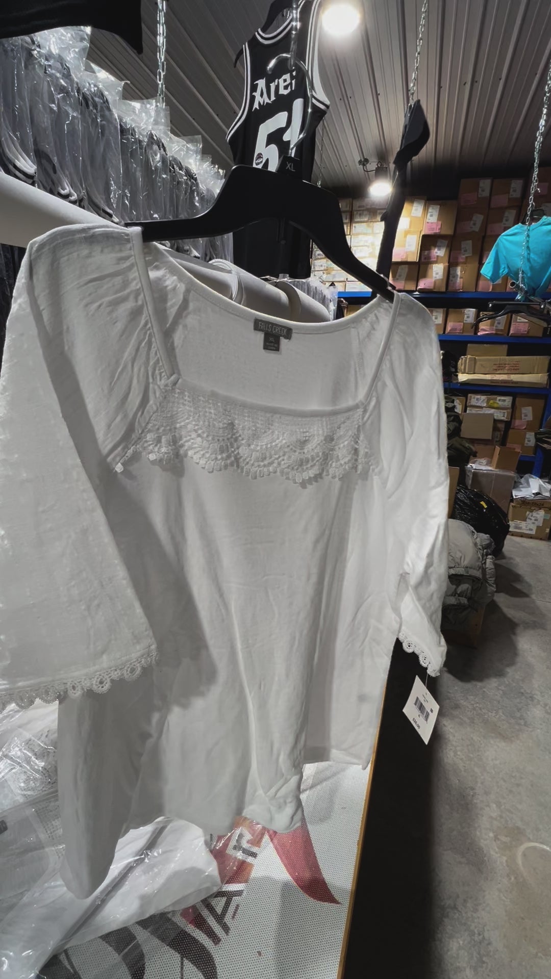 Women's White Flowing Lace Top with Half Sleeves by Falls Creek - Size XL Only