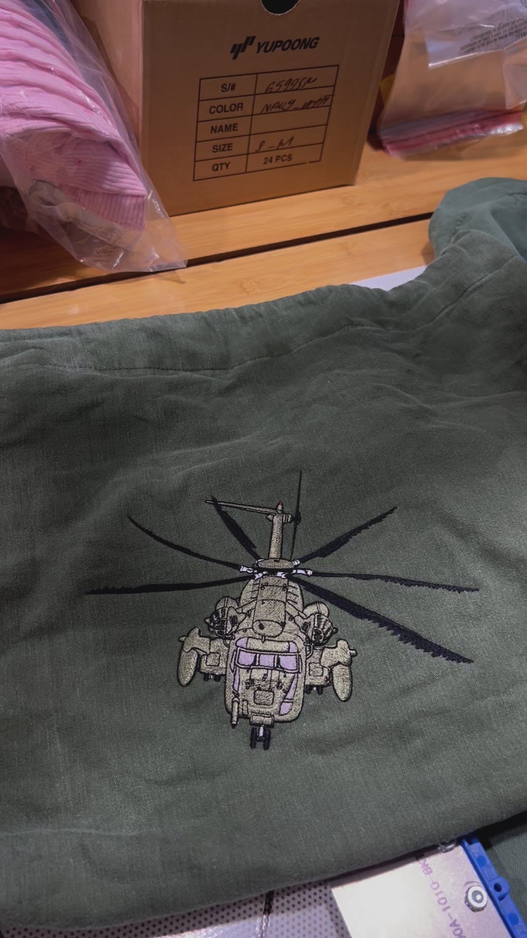Vintage US Army Barracks Bag with Apache Helicopter Embroidery - Military Clothing Bag