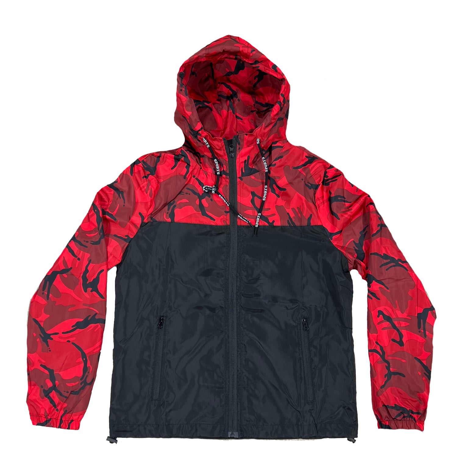 Youth Camouflage Hooded Windbreaker Jacket with Zip Pockets - 3 Colors Available
