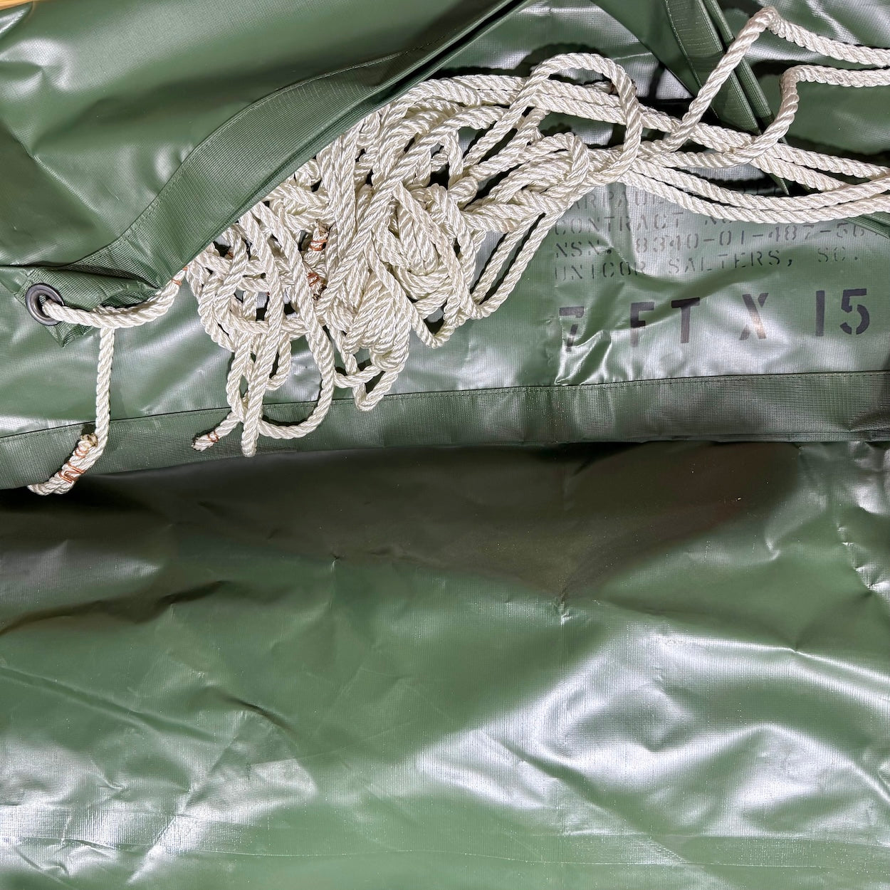 US Military OD Green Waterproof Nylon Tarp 7' x 15' – MIL-PRF-20696