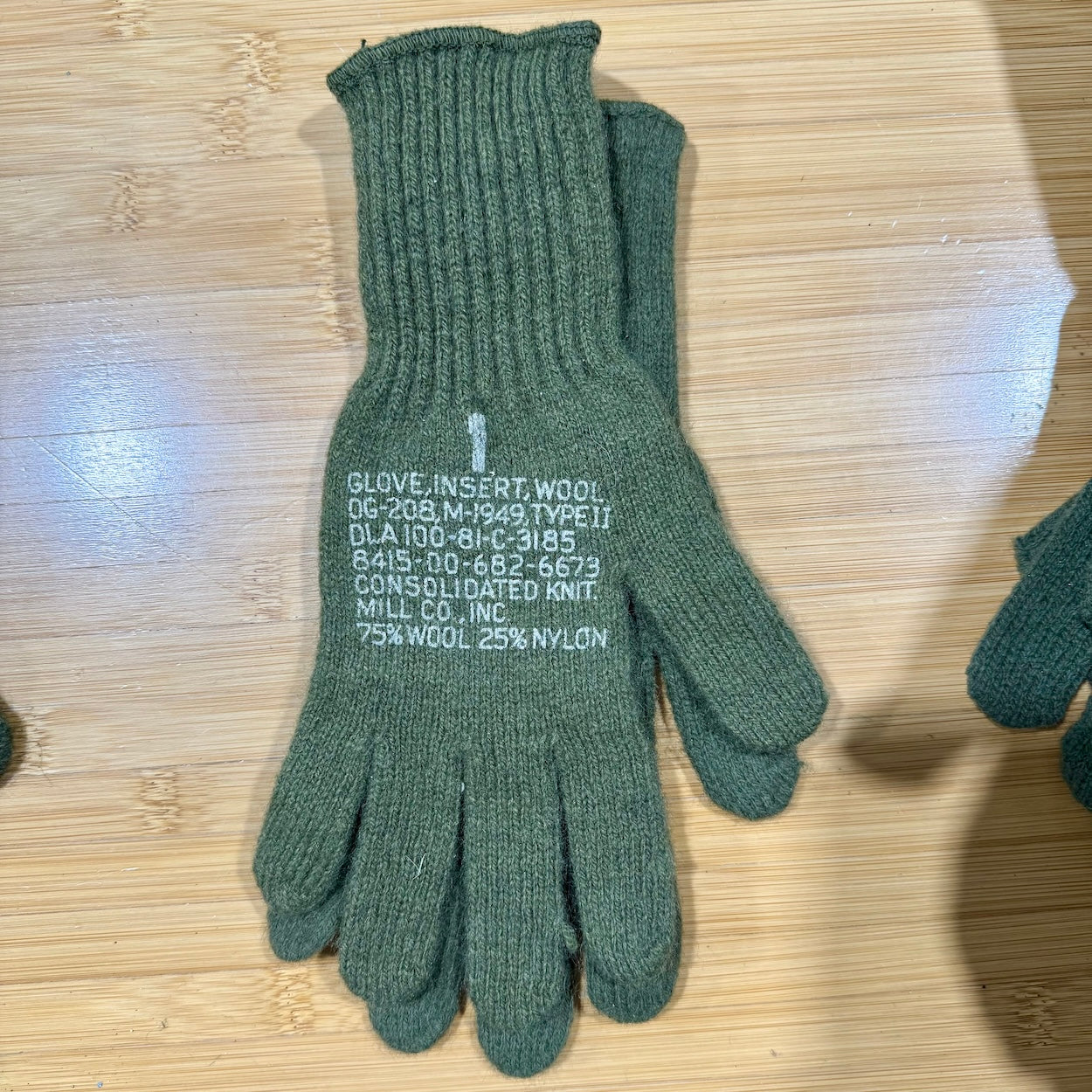 US Army Wool Glove Liners OD Green - Cold Weather Military Surplus - New