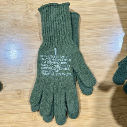 US Army Wool Glove Liners OD Green - Cold Weather Military Surplus - New