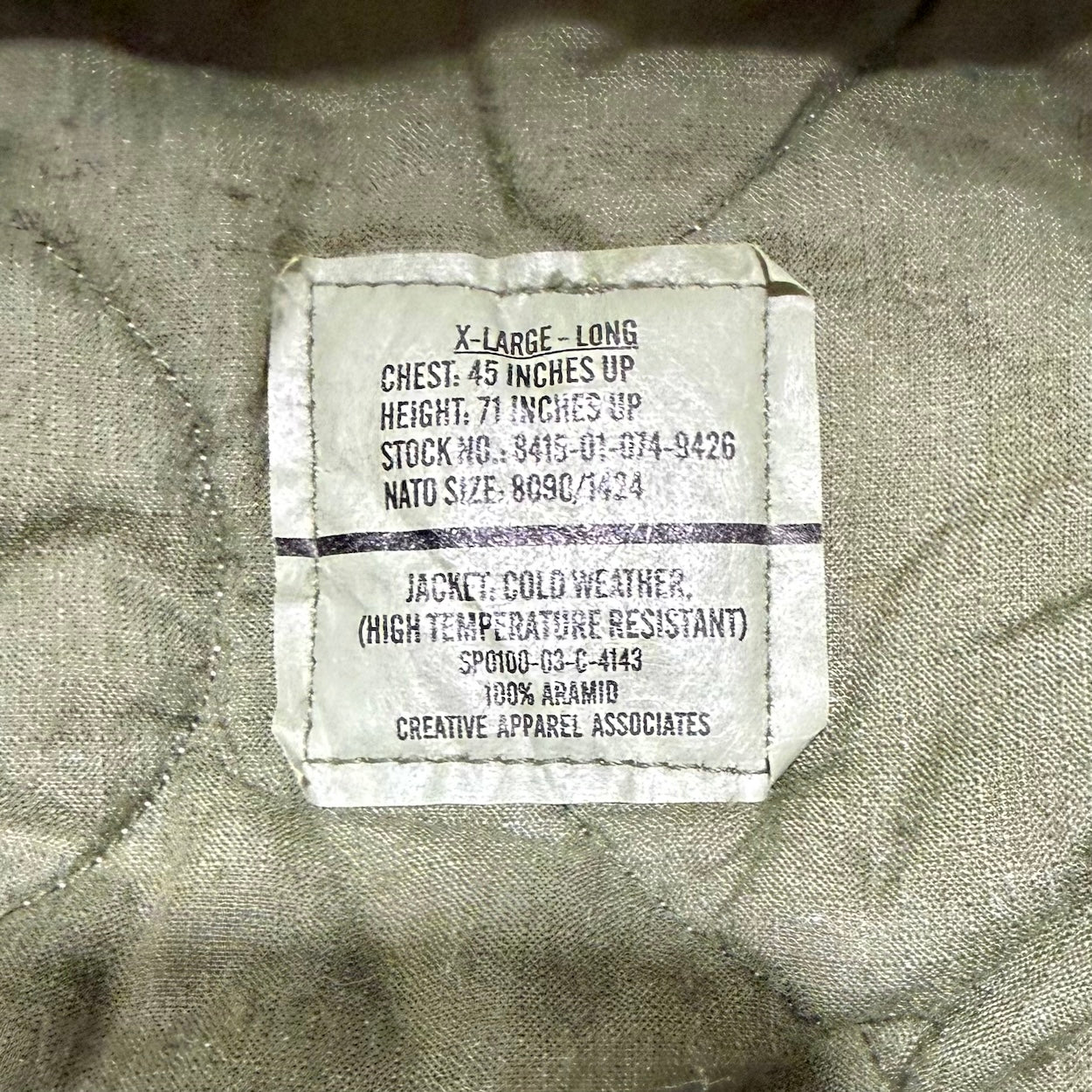 Vintage US Army CVC Aramid Combat Coat XL Long Military Jacket