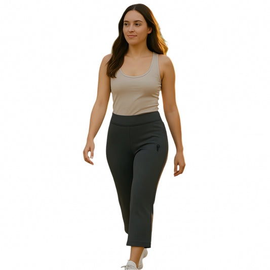 Women's Gray Casual Yoga Pants with Embroidered Spyderpunk Logo - Sizes SM-2XL