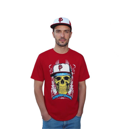 Spyderpunk Bandit Tee - Fire Red Cotton T-Shirt Made in USA