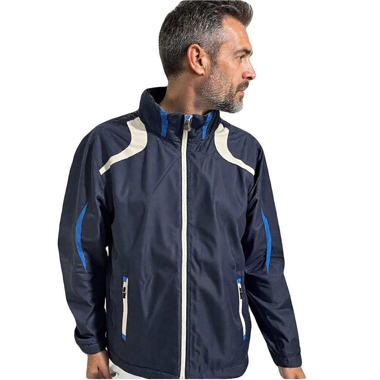 Men's Lined Windbreaker Jacket with Roll-Away Hood & Pockets by Spyderpunk Sports