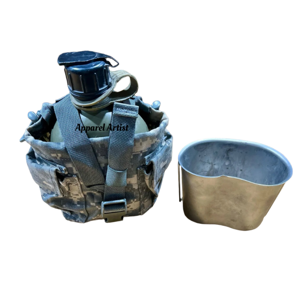 Complete Military Canteen Set - Cup, Canteen & ACU MOLLE Pouch Kit